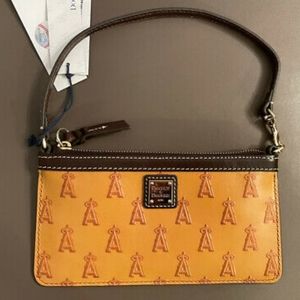 DOONEY & BOURKE LOS ANGELES ANGELS OF ANAHEIM COGNAC Leather Wristlet BAG NEW